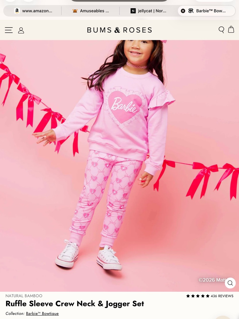 Bums and Roses Barbie Crew Neck and Joggers Set